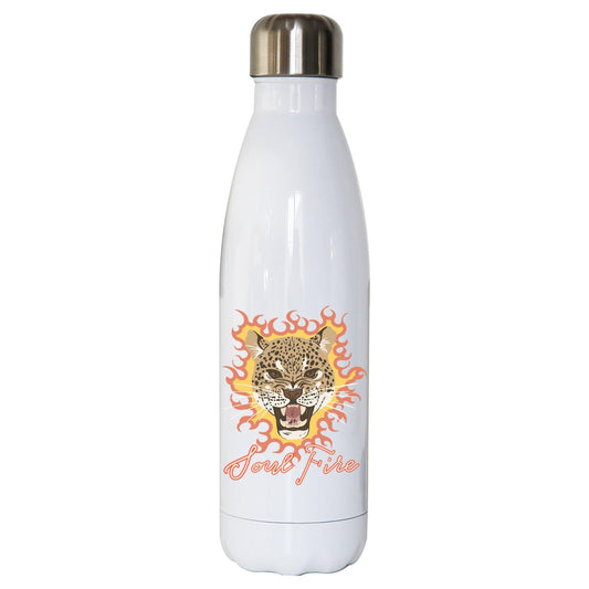 Leopard illustration design water bottle stainless steel reusable