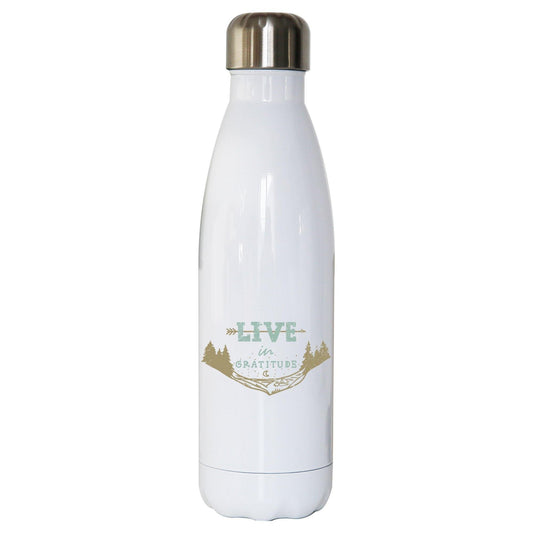 Live in gratitude inspirational motivational graphic design water bottle stainless steel reusable