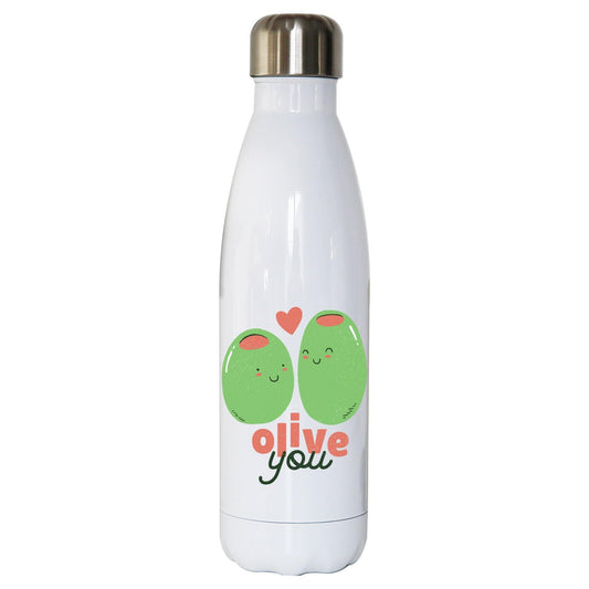 Olive you funny design water bottle stainless steel reusable
