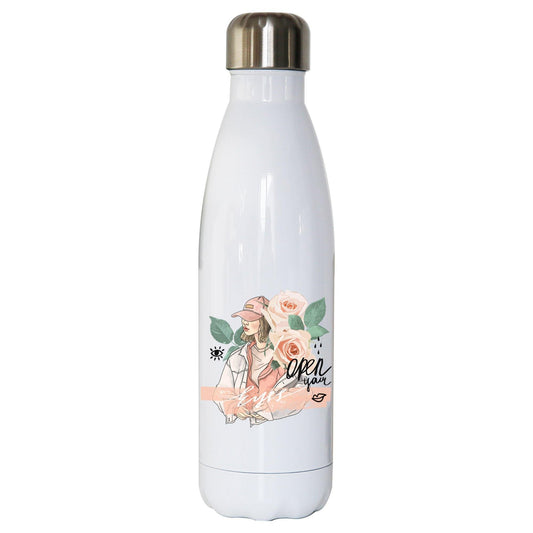 Open your eyes illustration design water bottle stainless steel reusable