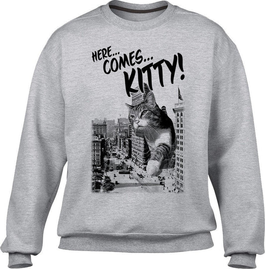 Unisex Here Comes Kitty Sweatshirt Funny Giant Cat Sweatshirt
