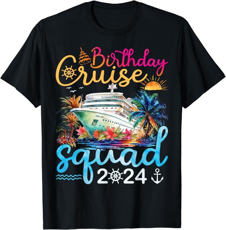 [100% Cotton]Birthday Cruise Squad 2024 Cruise Birthday Party Vacation T-Shirt Hoodie, Sweatshirt | VibeWeaveTees.com