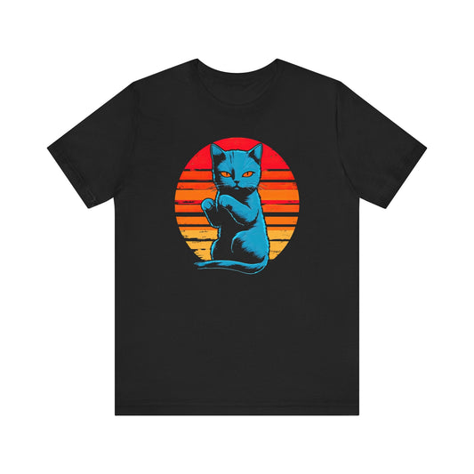 Retro Cat Graphic Tee Style001