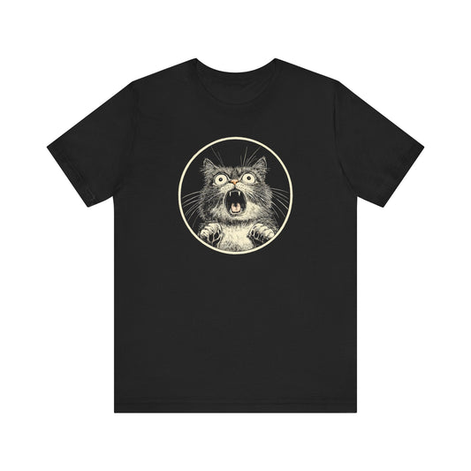 Shocked and Yelling Cat Graphic Tee Ã¢â‚¬â€œ Vintage Style Cat Lover Shirt