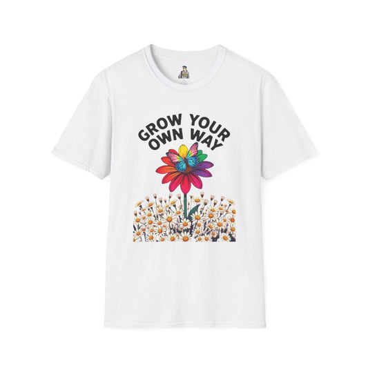 Unisex Softstyle T-Shirt - 'Grow Your Own Way' Floral Design for Queer Pride