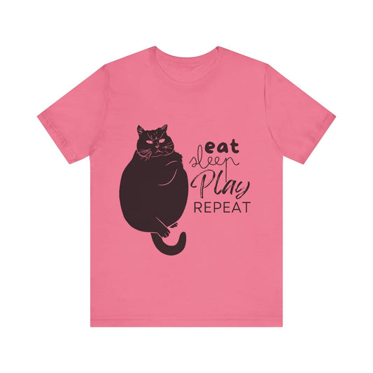Cat's Daily Mantra - 'Eat Sleep Play Repeat' Casual T-Shirt  Unisex Jersey Short Sleeve Tee