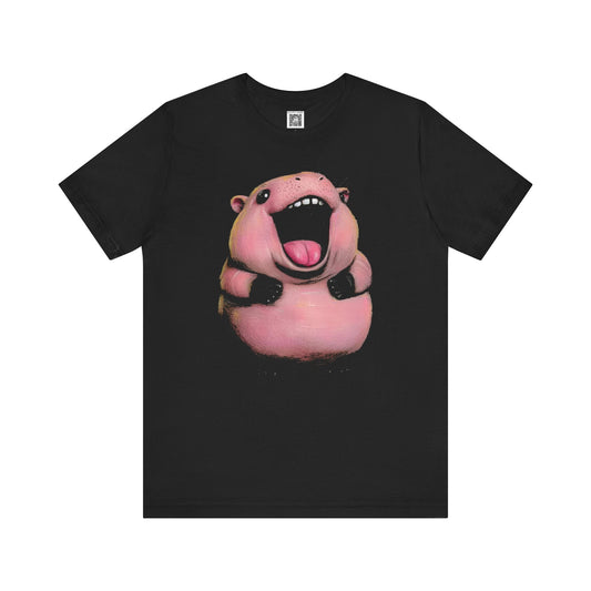 Playful Hippo Graphic Tee Style009