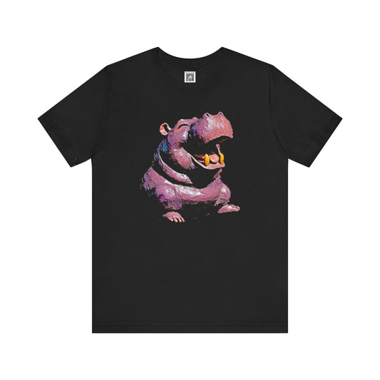 Playful Hippo Graphic Tee Style004