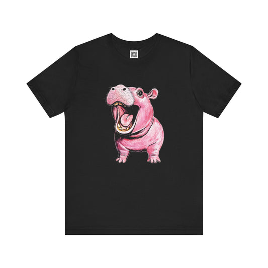 Playful Hippo Graphic Tee Style006