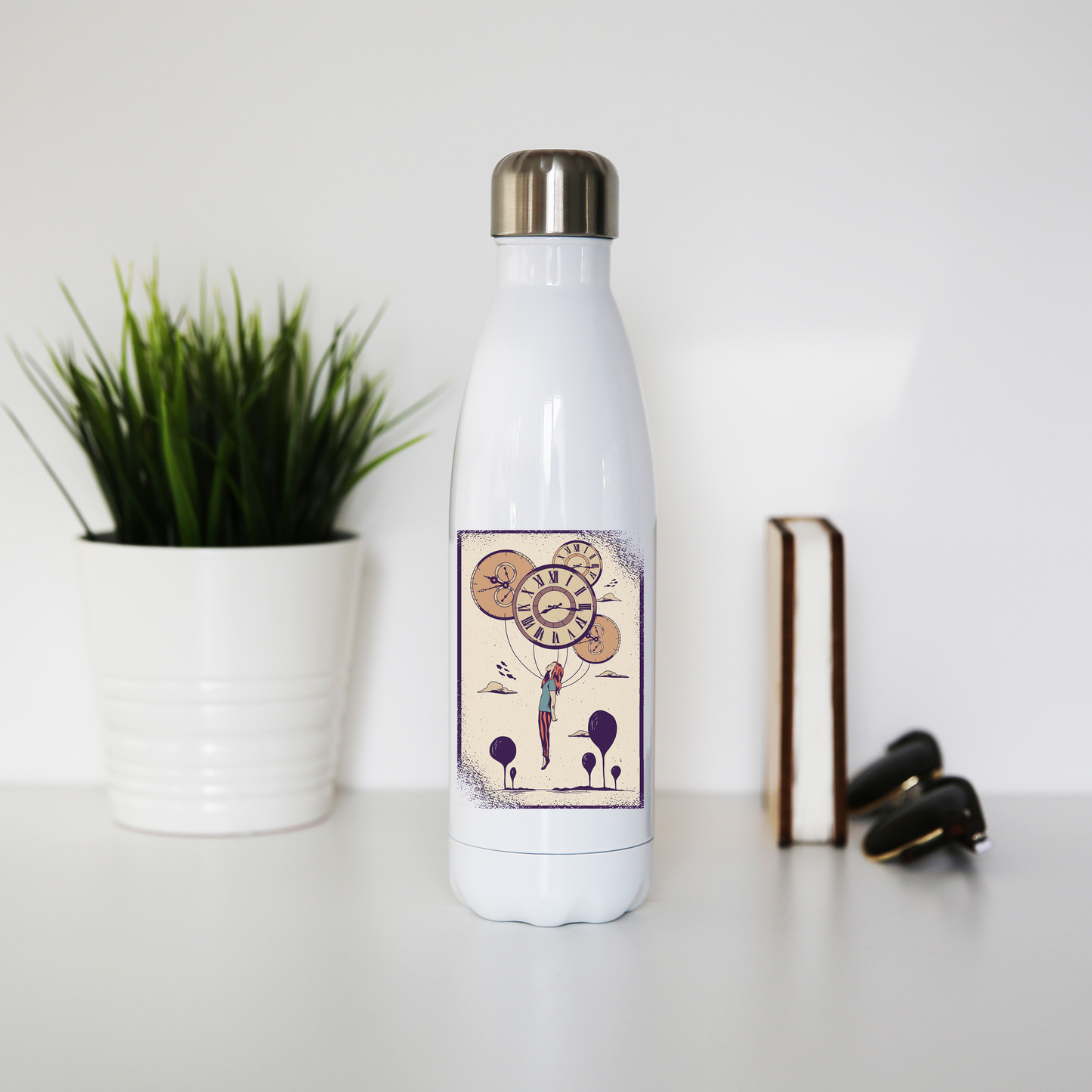 Abstract girl water bottle stainless steel reusable