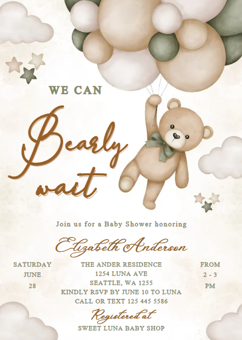 We Can Bearly Wait Baby Shower Invitation – Editable Canva Template T-Shirts, Hoodie, Sweatshirt (Image 3)