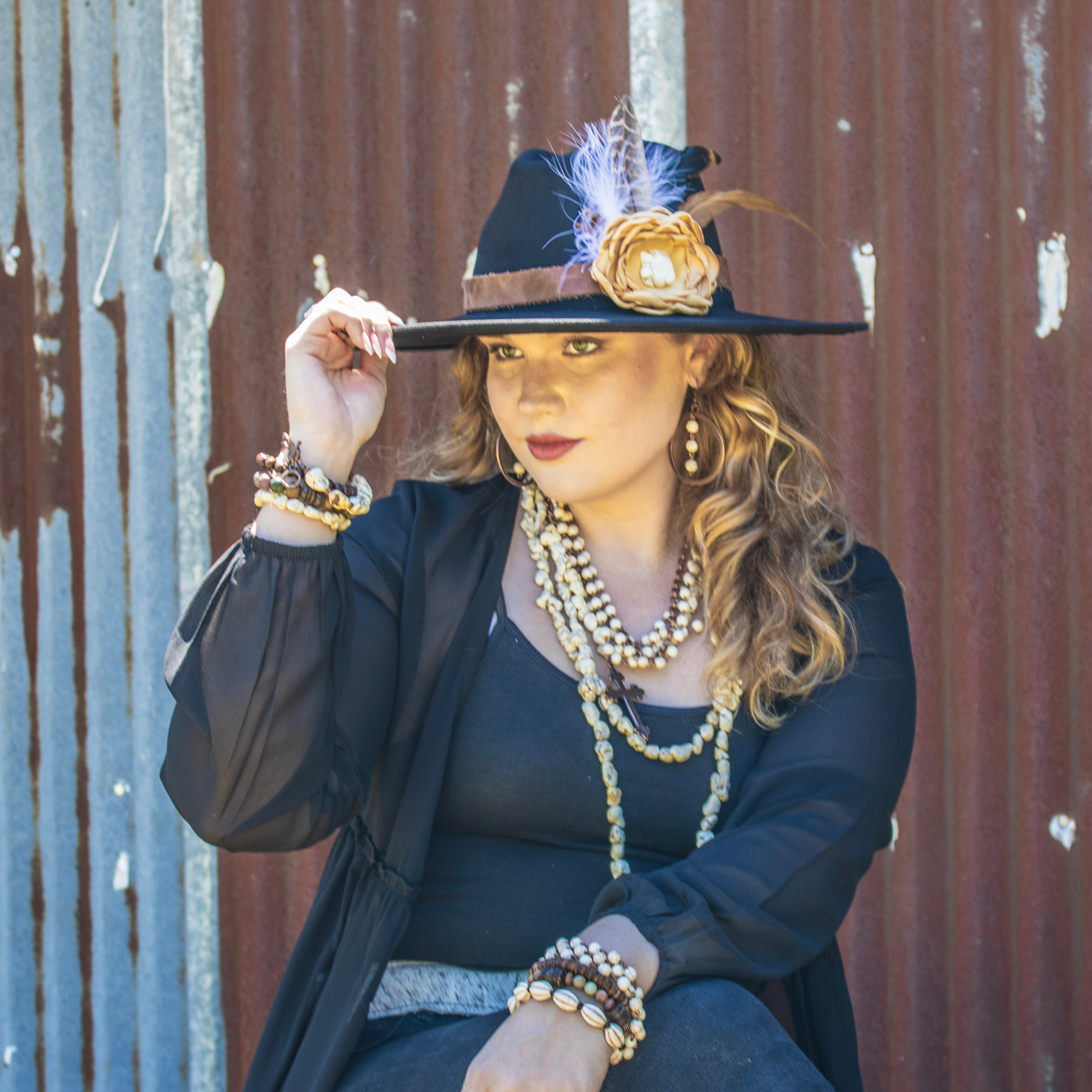 Western Copper Hoop Earrings w/ White Turquoise Beads 224g T-Shirts, Hoodie, Sweatshirt | VibeWeaveTees.com (Image 4)