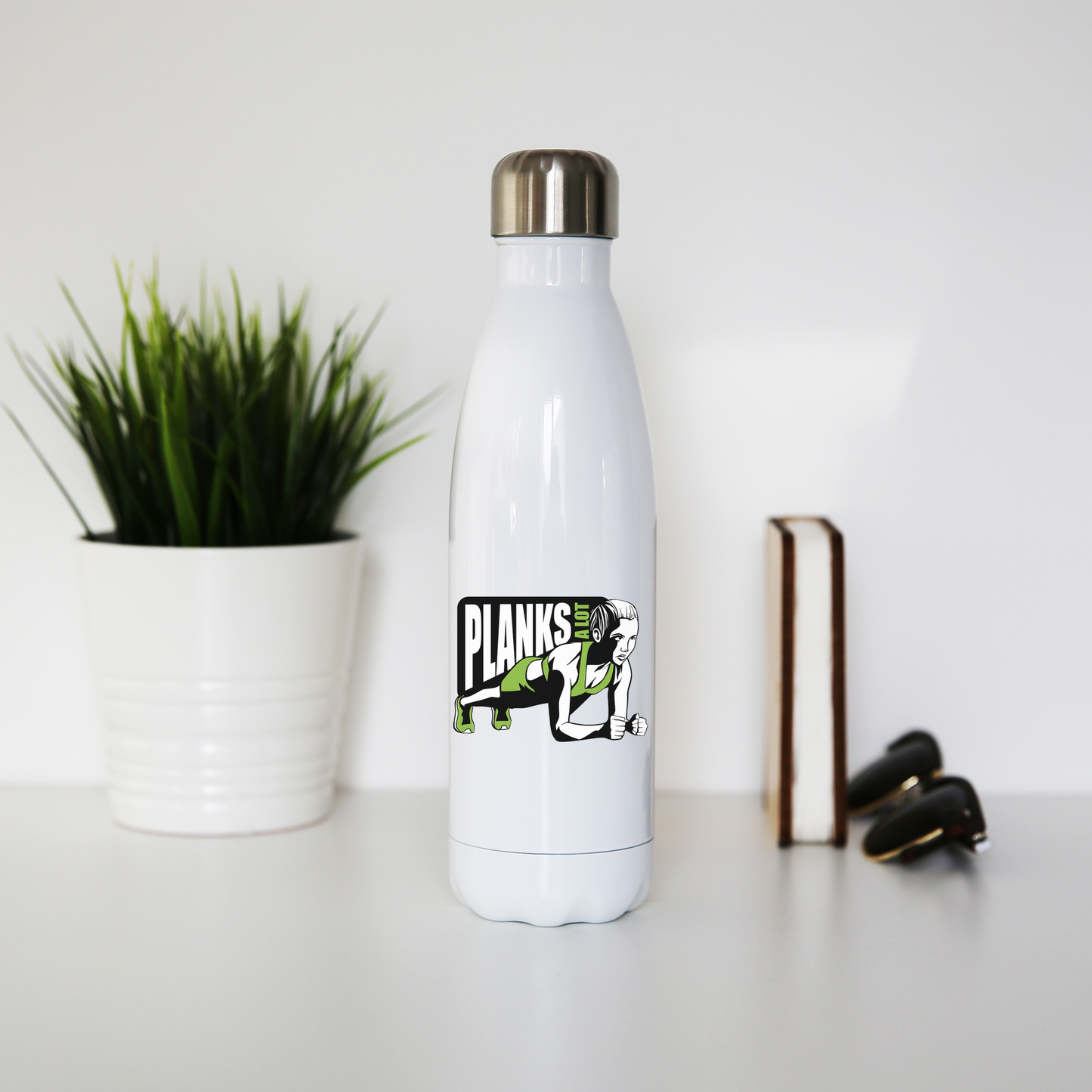 Plank girl quote water bottle stainless steel reusable
