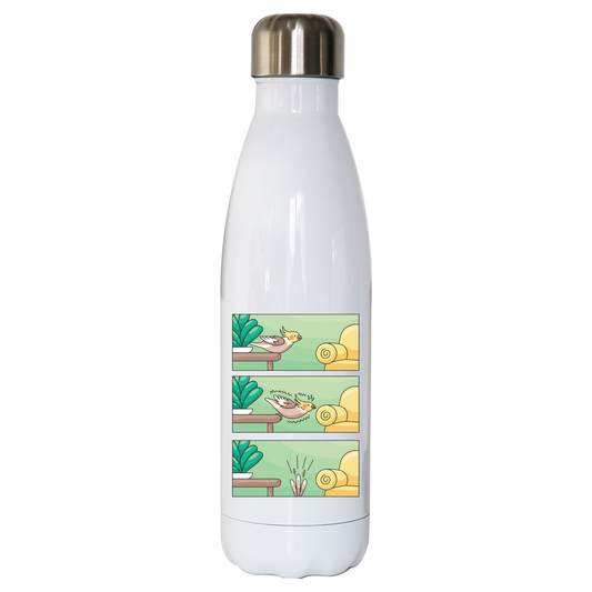 Cockatiel comic strip water bottle stainless steel reusable