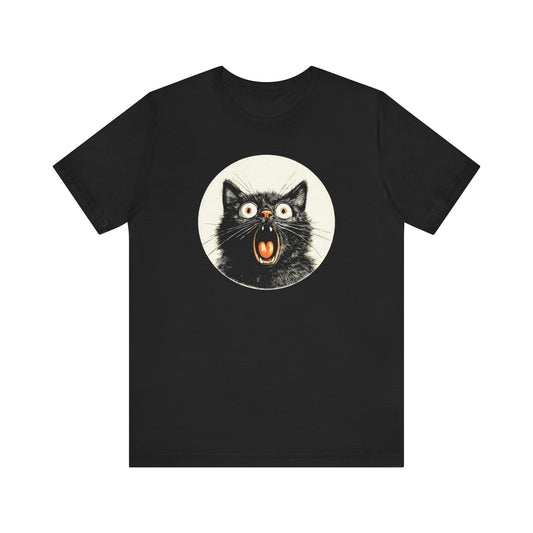 Shocked and Screaming Cat Graphic Tee Ã¢â‚¬â€œ Vintage Style Cat Lover Shirt