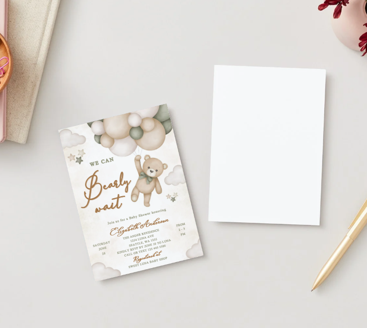 We Can Bearly Wait Baby Shower Invitation – Editable Canva Template T-Shirts, Hoodie, Sweatshirt (Image 4)