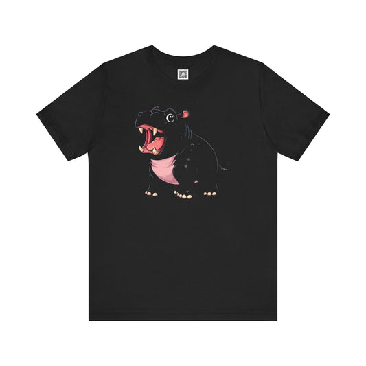 Playful Hippo Graphic Tee Style008