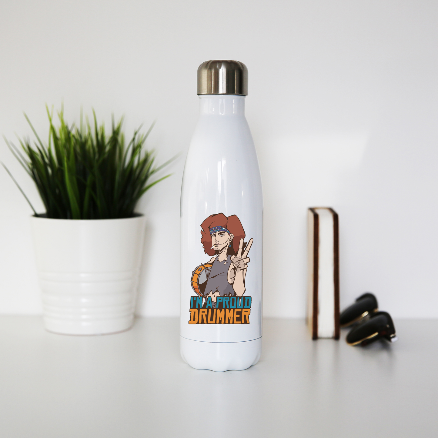Proud drummer water bottle stainless steel reusable