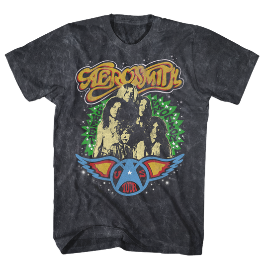 AEROSMITH SWEET EMOTION US TOUR BLACK MINERAL WASH  T-SHIRT
