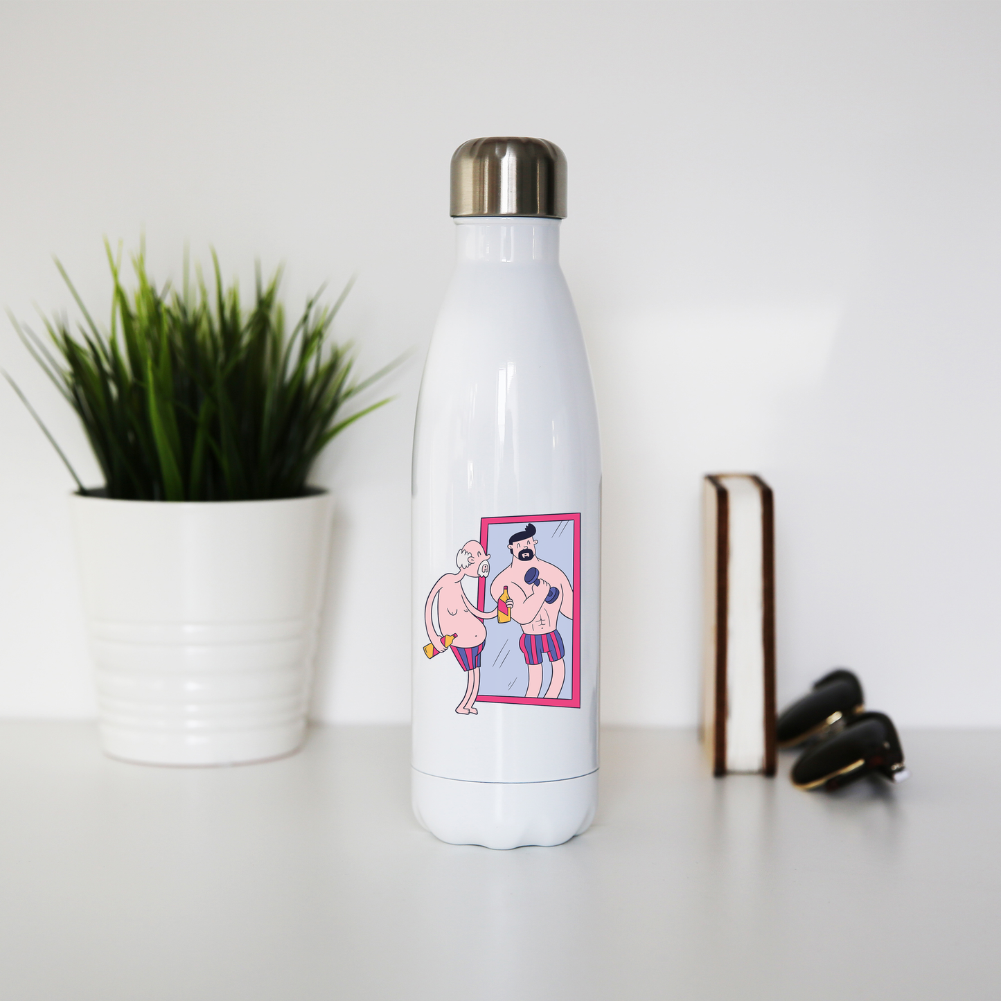 Old man mirror water bottle stainless steel reusable