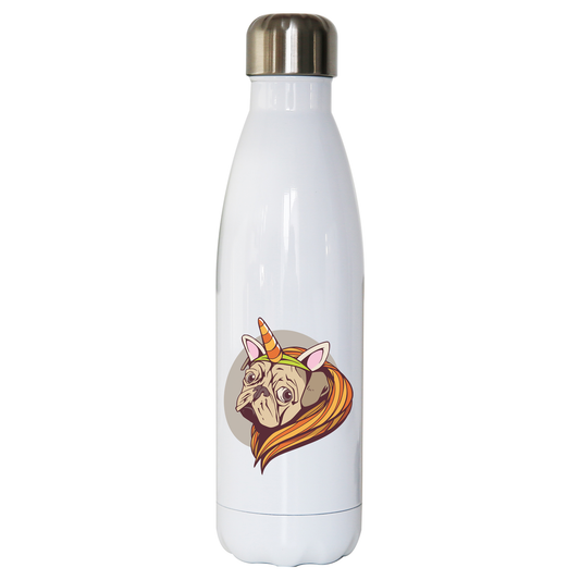 Unicorn pug water bottle stainless steel reusable