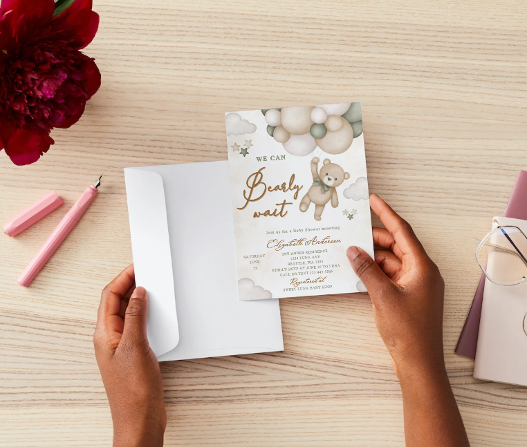 We Can Bearly Wait Baby Shower Invitation – Editable Canva Template T-Shirts, Hoodie, Sweatshirt (Image 2)