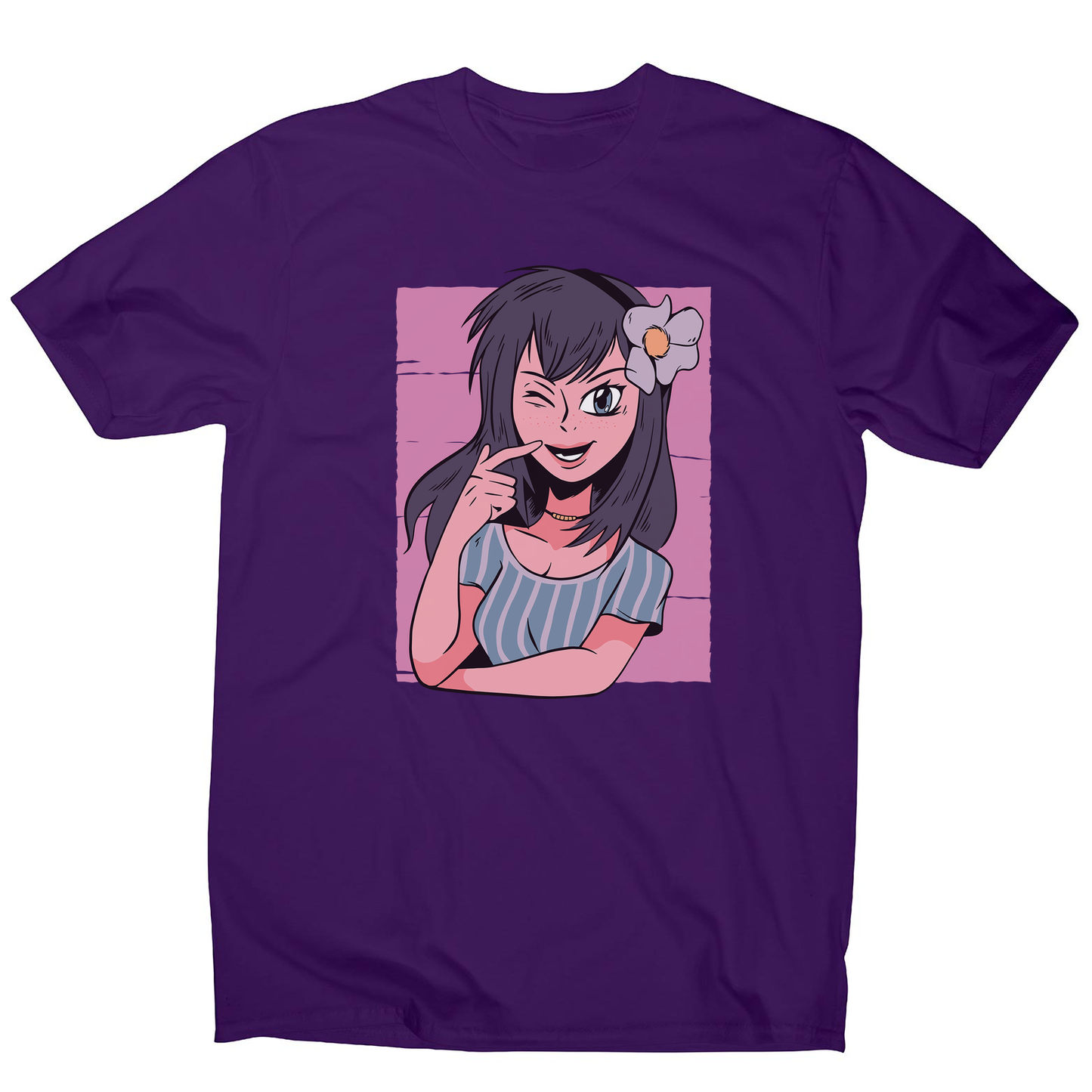 Flower anime girl men's t-shirt