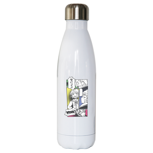 Manga panels water bottle stainless steel reusable