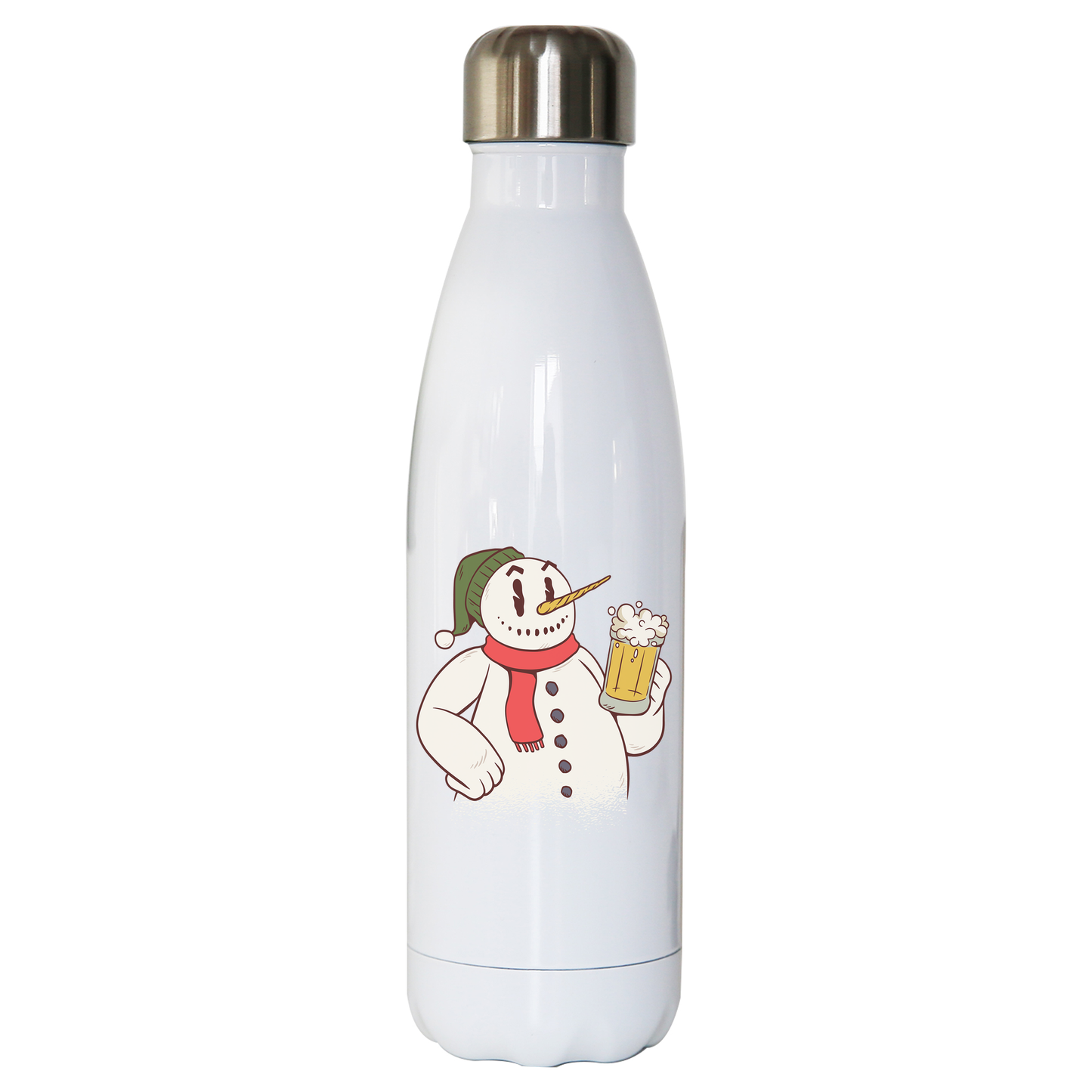 Snowman drinking beer water bottle stainless steel reusable