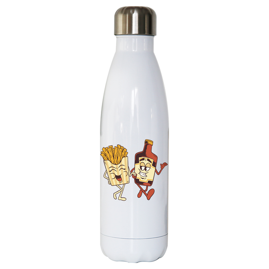 Fries and ketchup couple water bottle stainless steel reusable