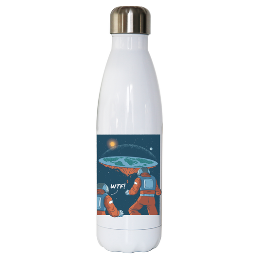 Flat earth astronauts water bottle stainless steel reusable