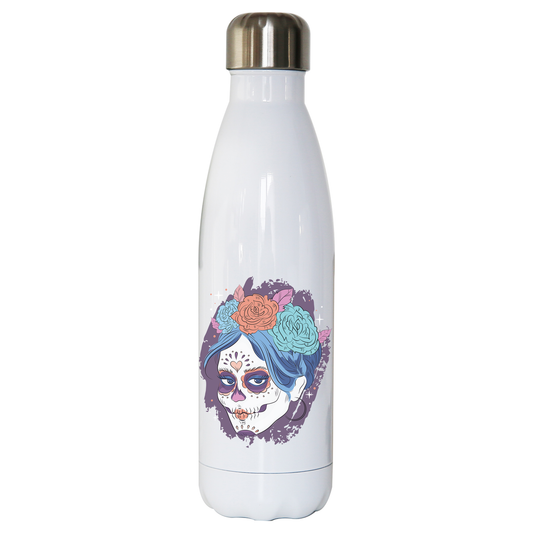 Dia de los muertos skull water bottle stainless steel reusable