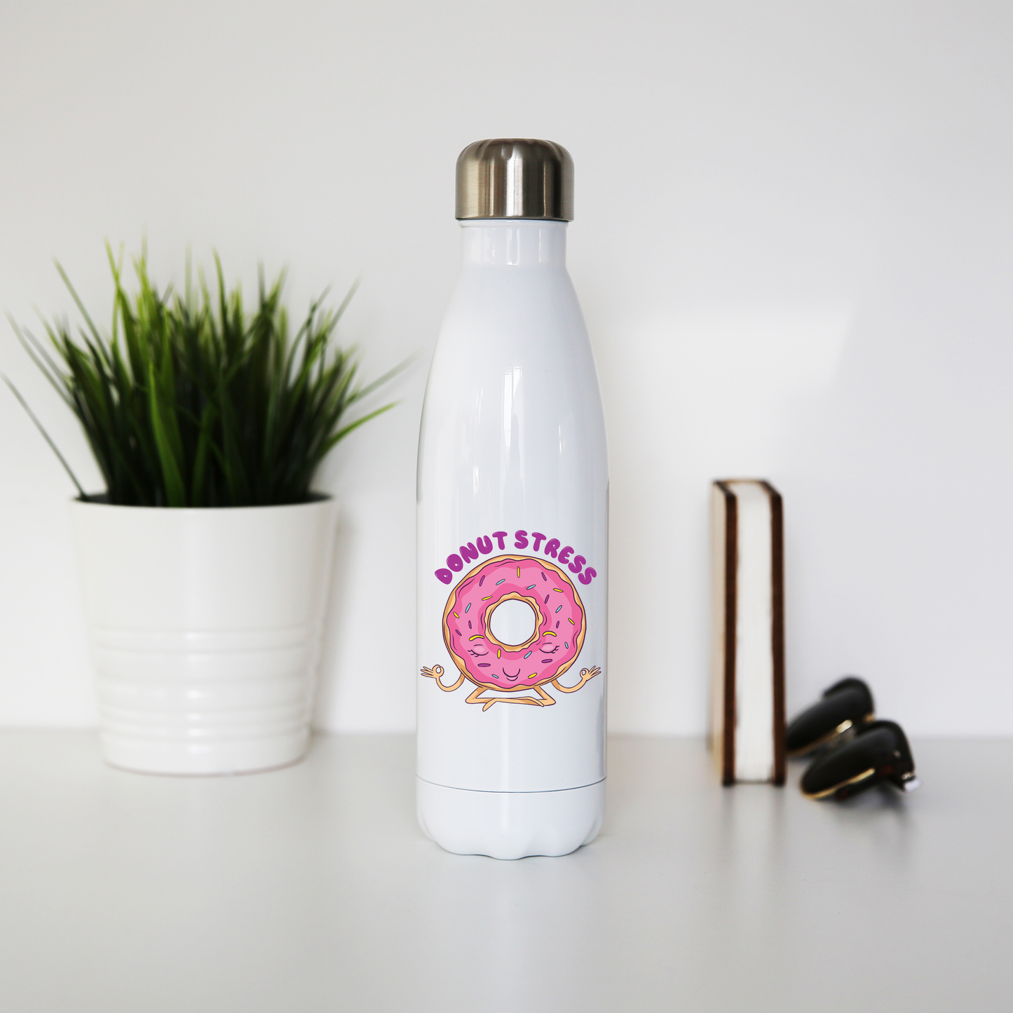 Donut stress water bottle stainless steel reusable