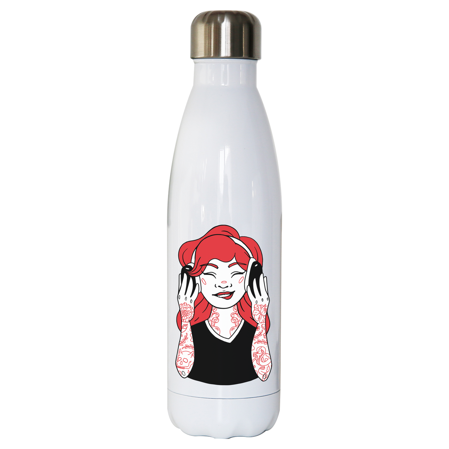 Tattooed girl water bottle stainless steel reusable