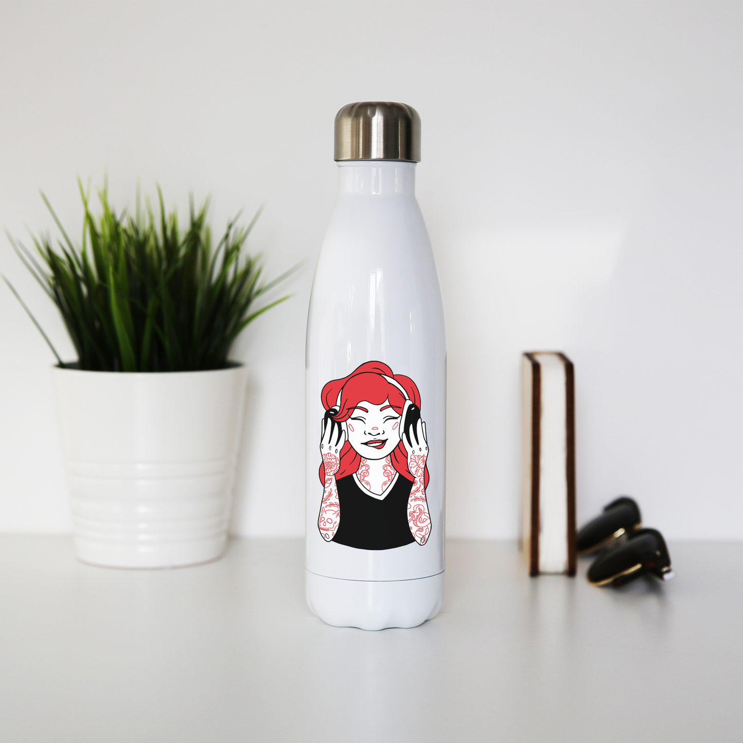 Tattooed girl water bottle stainless steel reusable