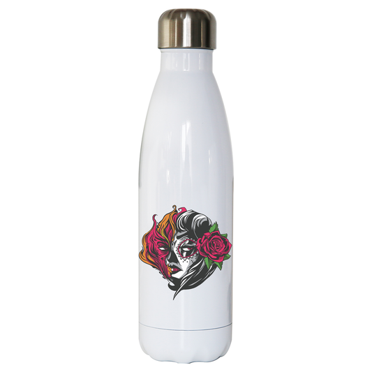 Mexican fire girl water bottle stainless steel reusable