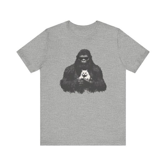 Bigfoot with Cat T-Shirt Funny Parody Design