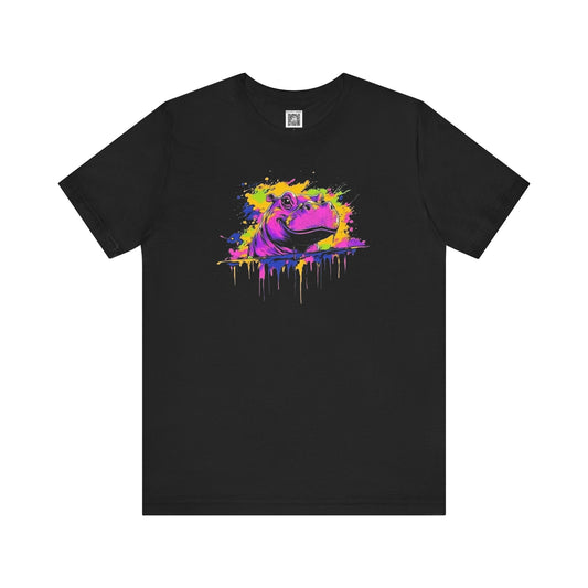 Colorful Hippo Graphic Tee Style007