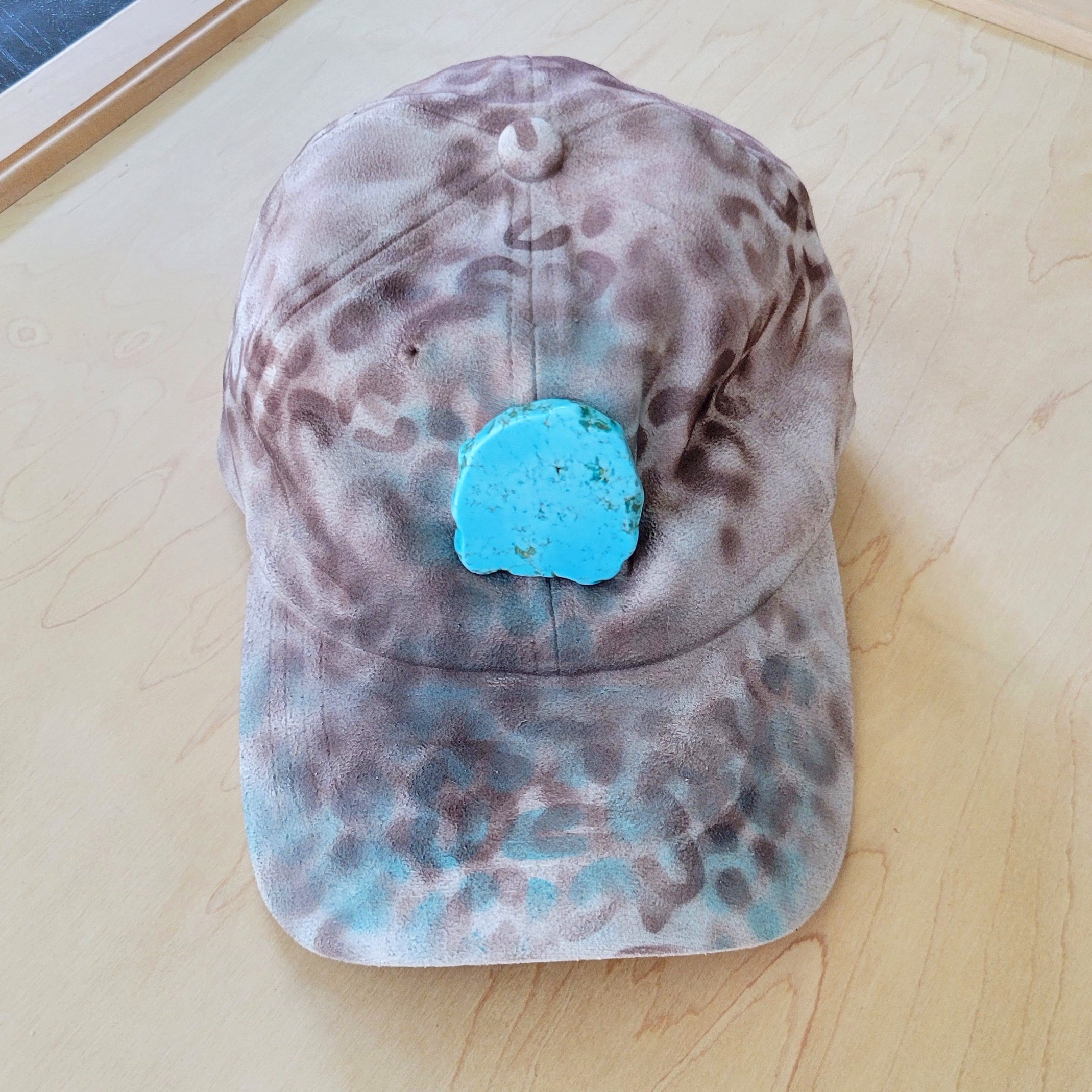 Hand-Painted Leopard Suede Baseball Cap w/ Turquoise-Ivory 986m T-Shirts, Hoodie, Sweatshirt | VibeWeaveTees.com (Image 3)