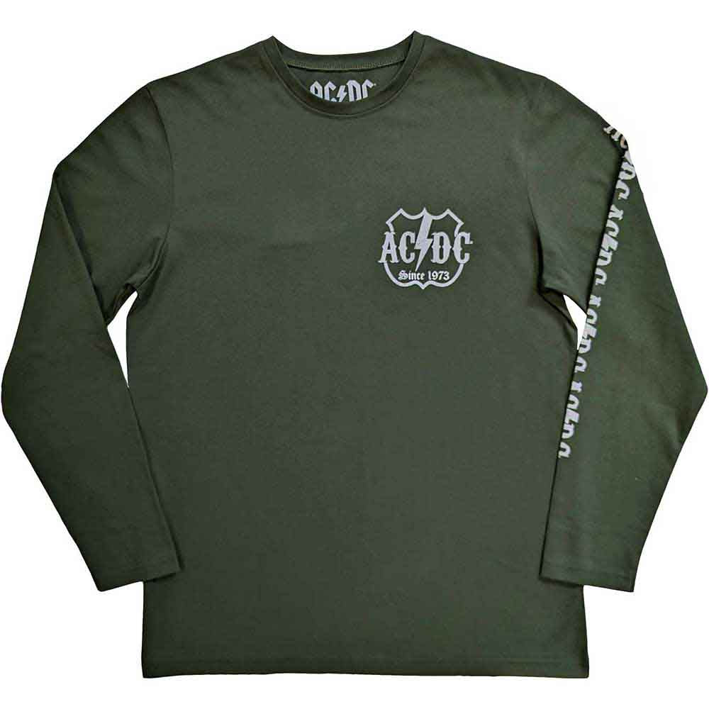 AC/DC Unisex Long Sleeve T Shirt - Rock or Bust (BACK & SLEEVE PRINT)