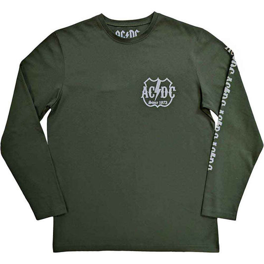 AC/DC Unisex Long Sleeve T Shirt - Rock or Bust (BACK & SLEEVE PRINT)