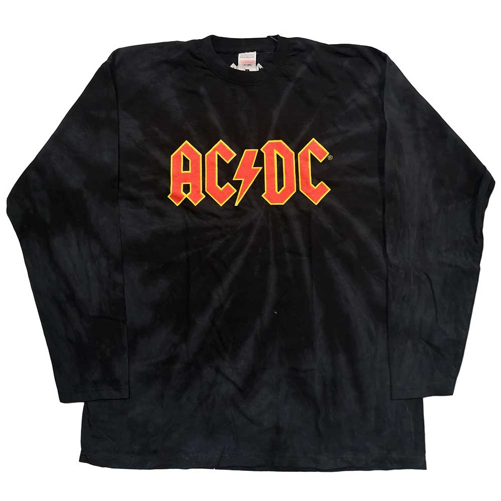 AC/DC Unisex Long Sleeved T-Shirt: Logo (Dip-Dye)