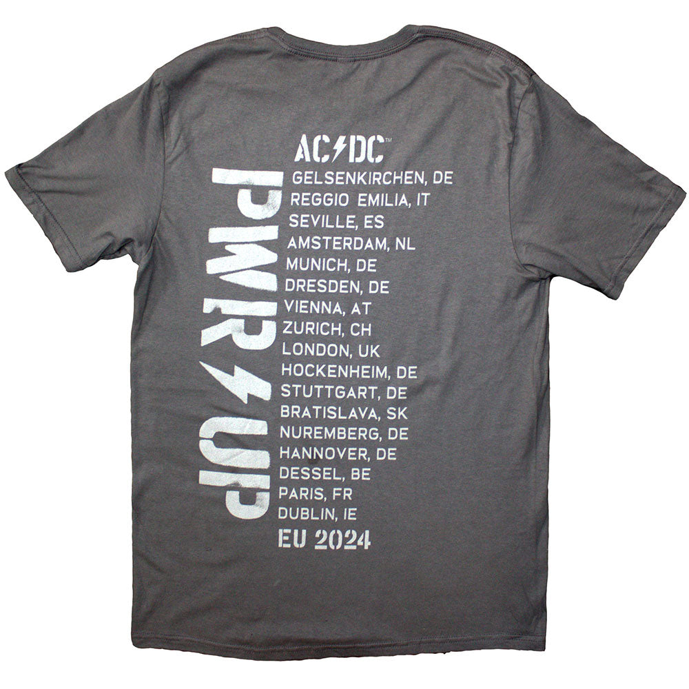 AC/DC | Official Band T-Shirt | Logo PWR-UP EU Tour '24 (Back Print & Ex-Tour)
