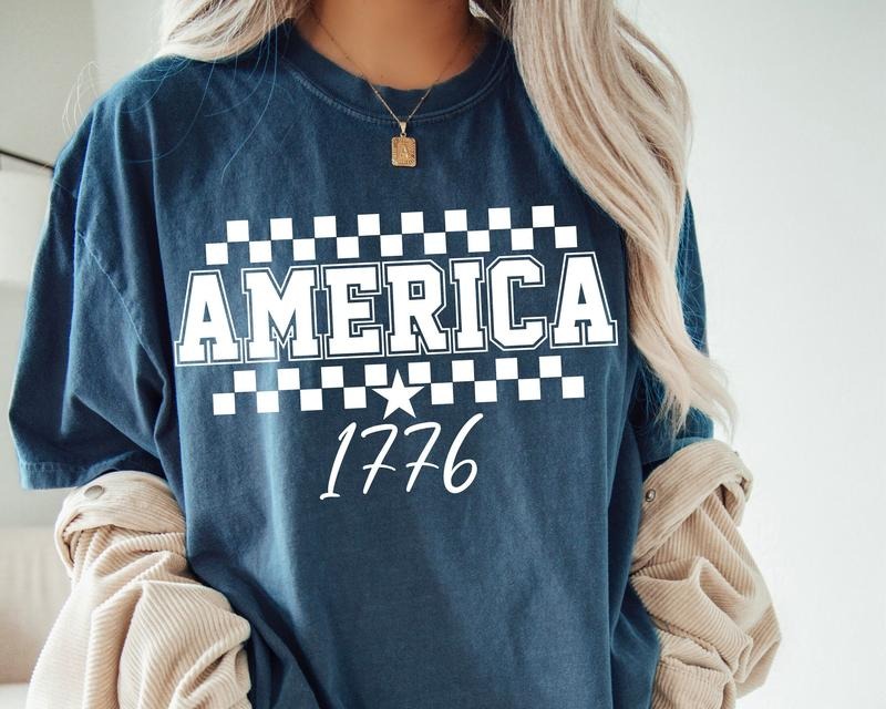 America 4th Of July Cut File For Cricut Fourth Of July Independence Day Shirt Designs Patriotic Usa Flag Cotton Top Womenswear Light