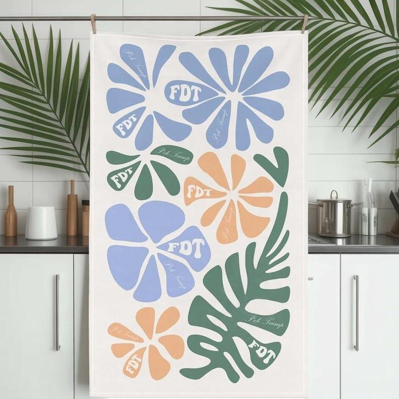 Anti Trump FDT Floral Hand TTowel Gift for Women Men Hate Trump Deport Elon on Birthday Funny Kitchen Decor