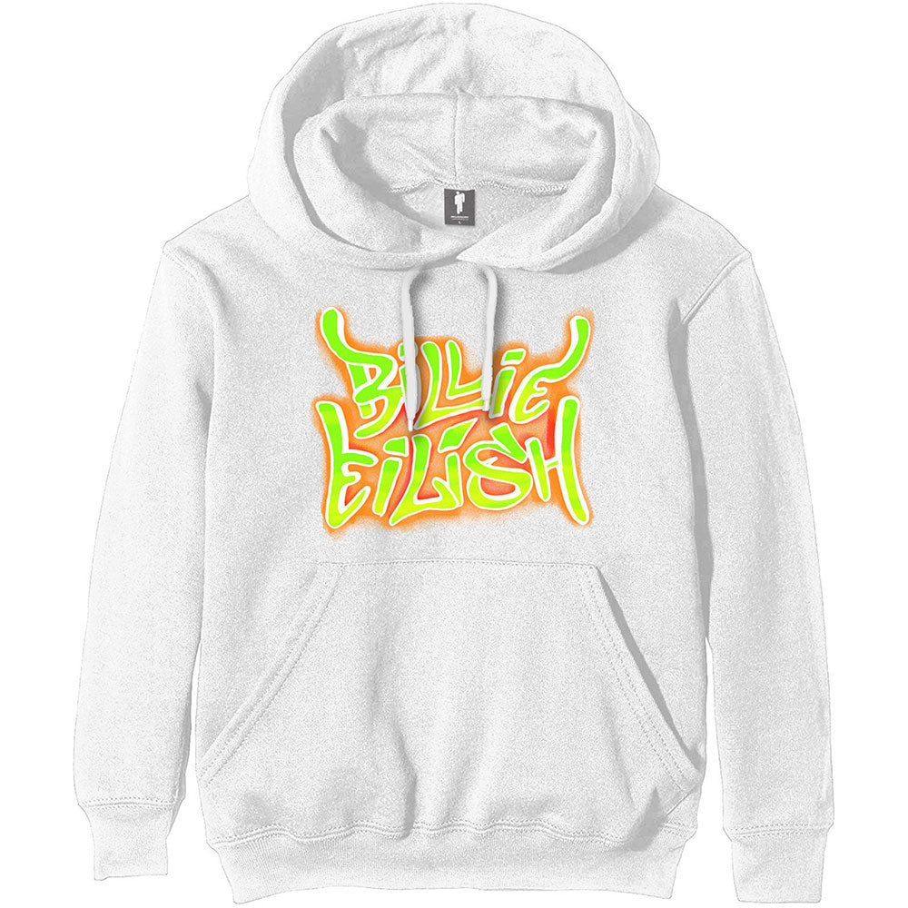 Billie Eilish Unisex Pullover Hoodie: Airbrush Flames Blohsh (Back Print)