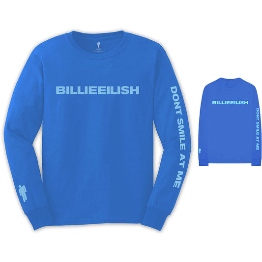 Billie Eilish Unisex Long Sleeved T-Shirt: Smile (Back & Arm Print)