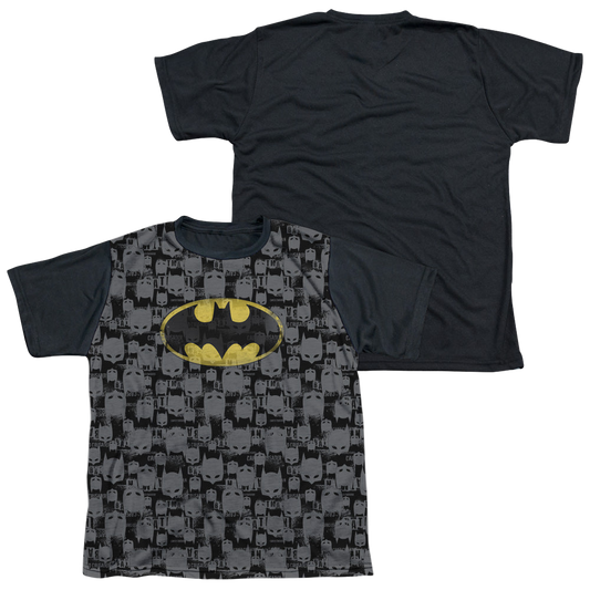 DC Batman Caped Crusader Repeat - Youth Black Back T-Shirt