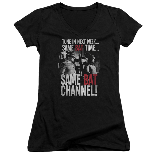 Batman - Classic TV Series Bat Channel - Juniors V-Neck T-Shirt