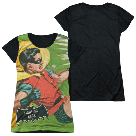 Batman - Classic TV Series Fighting Back - Juniors Black Back T-Shirt